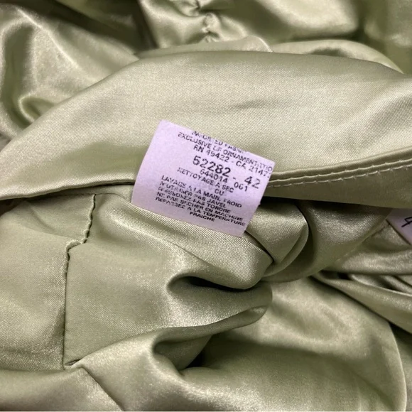 Jessica McClintock Y2K Green Silk Satin Ruched Dress H - Picture 8 of 8